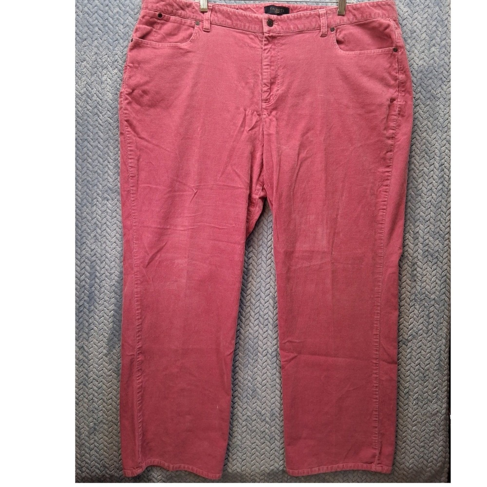 Talbots Woman Curvy Corduroy Pants 22W Rose Pink Straight Leg Stretch Cotton